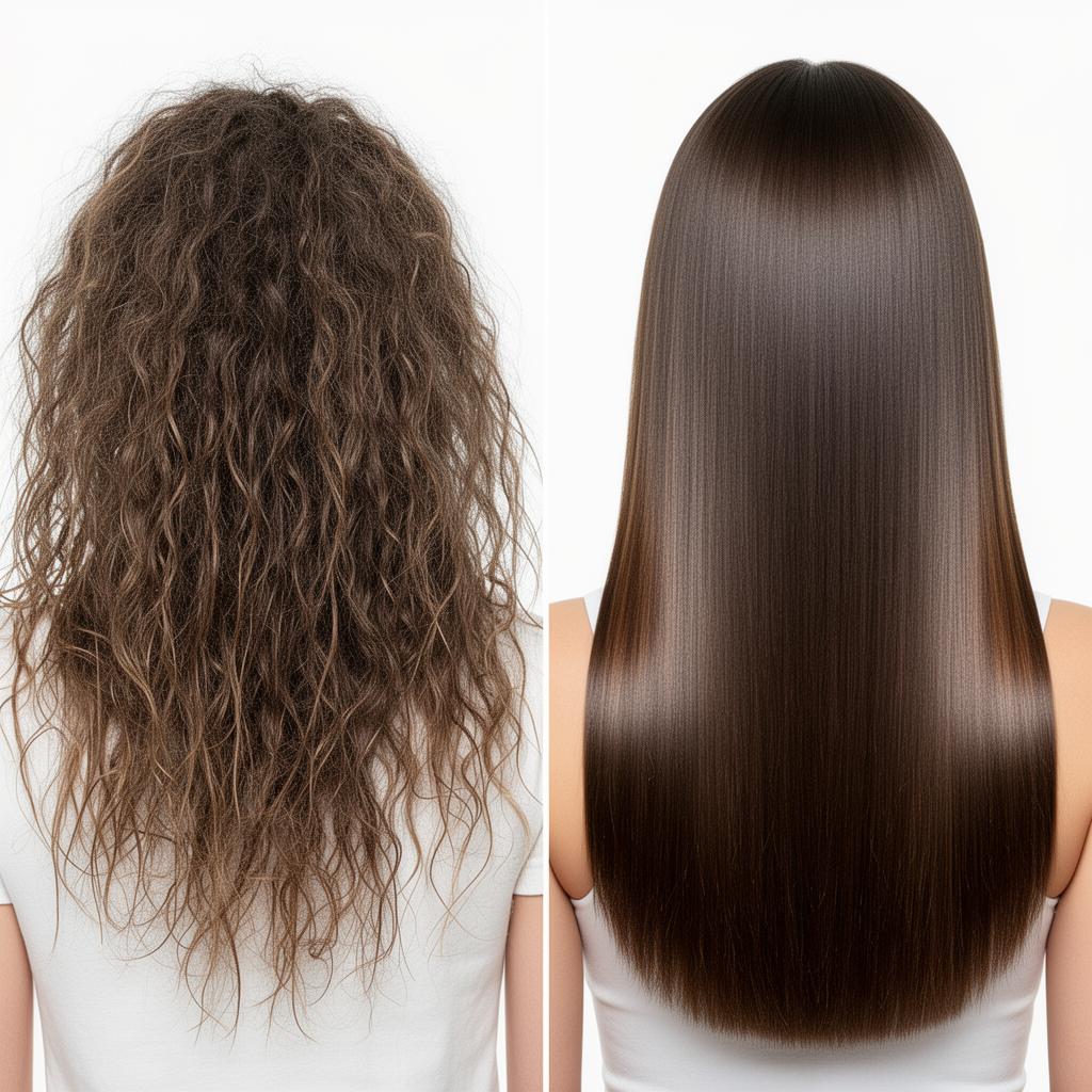Antes e depois usando Amend Seca Sem Frizz